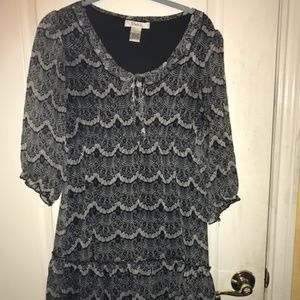 Ruffle Dress, Black & Ivory - Large Pre-owned